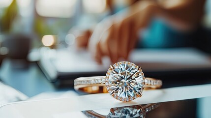 Radiant Engagement: Exquisite Diamond Ring Reflecting Modern Romance and Commitment