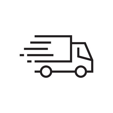 Shipping fast delivery truck icon symbol, Pictogram flat outline design for apps and websites, Isolated on white background, Vector illustration