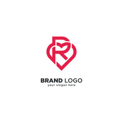 Creative R Letter Heart Logo - Modern Love Branding Symbol.