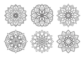 6 Minimalist Mandala Designs in EPS Format for Yoga and Decor