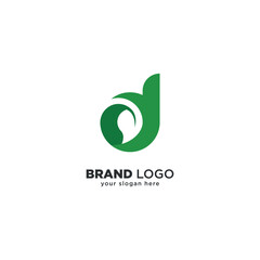 Creative D Letter Leaf Logo - Modern & Natural Branding Symbol.