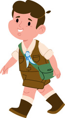 Boy Safari Scout Walking Cartoon