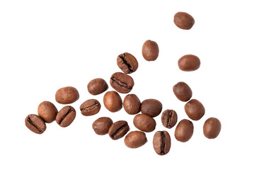 Naklejka premium Freshly roasted coffee beans isolated on a transparent background