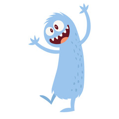 Smiling cartoon monster with sharp teeth