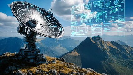 Mountaintop Satellite Dish with Holographic Data (1) - Powered by Adobe