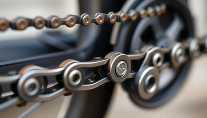 close up view of a bike chain