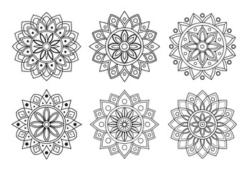6 Minimalist Mandala Designs in EPS Format for Yoga and Decor