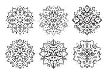6 Minimalist Mandala Designs in EPS Format for Yoga and Decor