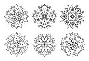 6 Minimalist Mandala Designs in EPS Format for Yoga and Decor