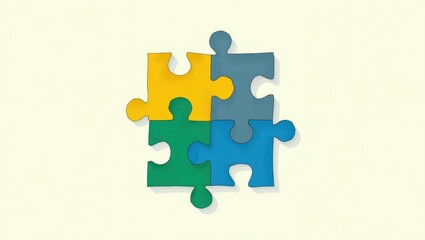 Colorful Jigsaw Puzzle Pieces Interlocking Teamwork Collaboration Concept Illustration