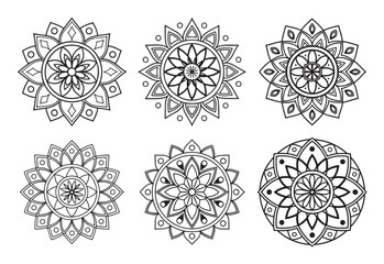 6 Minimalist Mandala Designs in EPS Format for Yoga and Decor