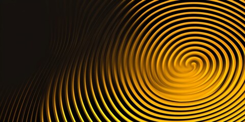 Dark Yellow Neon Abstract Swirling Tunnel of Digital Hi-Tech Design with Endless Spiraling Lines