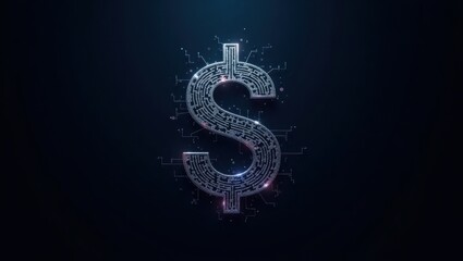 Futuristic Digital Dollar Sign Abstract Maze Design Finance Technology Concept