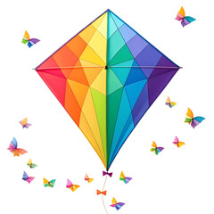 Rainbow diamond kite with butterflies
