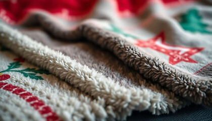 close up of a blanket on a bed