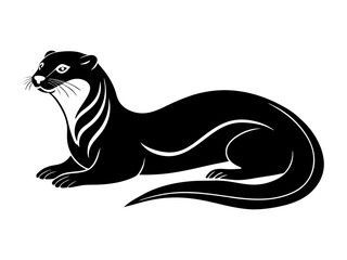 Silhouette of an otter lying down vector illustration