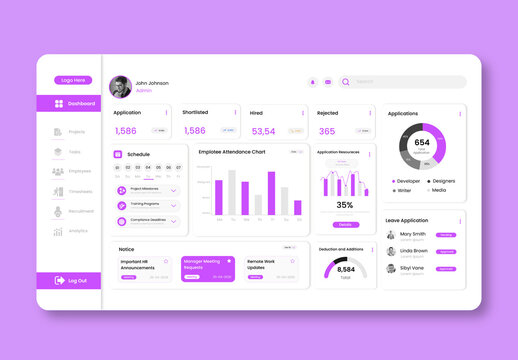 HR Project Management Admin Dashboard