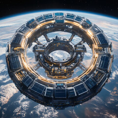 Obraz premium Space Colony Concept Cutaway View