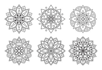 6 Minimalist Mandala Designs in EPS Format for Yoga and Decor