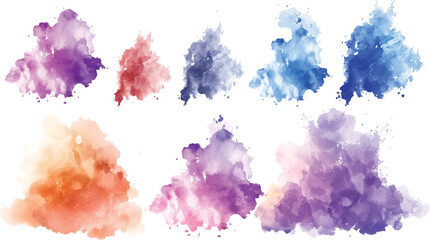 colorful set of watercolor splash stains isolated on white Blush pink watercolor stains Paint stropke washes Kit of splashes