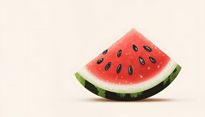 A Freshly Cut Slice Of Watermelon Against A Neutral Background