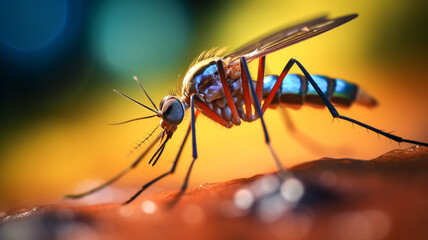 Small mosquito close-up macro shot.
