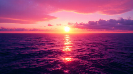 Pink and Purple Sunset over the Ocean: A Breathtaking View