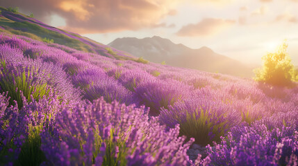 Fototapeta premium Lavender Sunset: Serene Landscape Photography