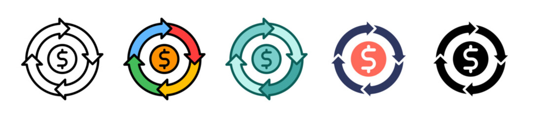 Cash Flow glyph multiple icon