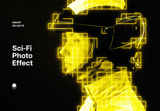 Yellow Futuristic Sci-Fi Photo Effect Mockup