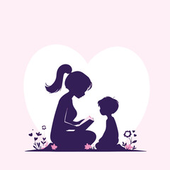 silhouette of a mother and child