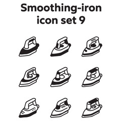 Smoothing-iron icons set. Isometric set of smoothing-iron icons for web design Vector Black silhouettes. with white background