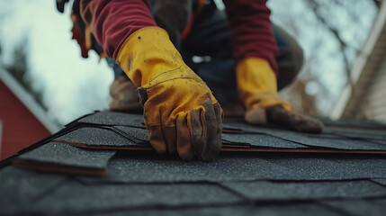 Roofing Contractor Installing Shingles