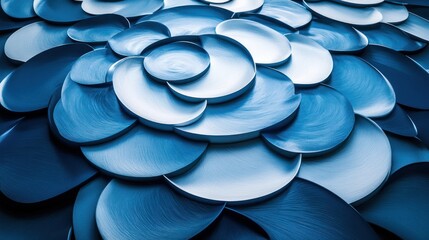 Obraz premium Blue circular shapes overlap, creating texture; abstract background for design