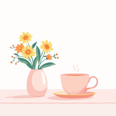 cup of tea and flowers