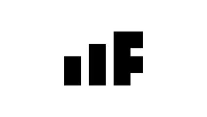letter F in financial shape, black isolated silhouette