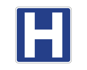 Hospital Indication Traffic Sign for Directing to Nearby Medical Facilities – High Quality Vectorial Stock Road Sign
