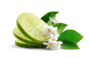 Fresh lime slices with blossoms