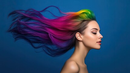 Naklejka premium Girl with creative colored hair. 