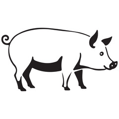   Pig outline design on white background. Pig logo, pig illustration Pro Vector