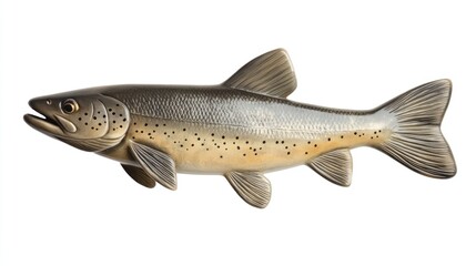 Detailed side view of a trout