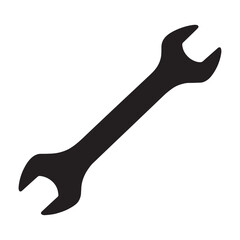 Open End Wrench Tool Silhouette Vector Illustration for Mechanical and Repair Work