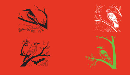 Abstract floral vector illustration design showcases a seamless red and black leaf pattern, an autumnal nature-inspired ornament