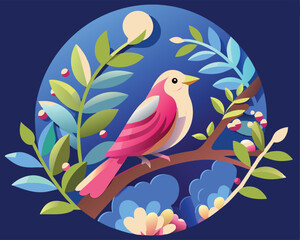 vector birds on a branch logo 