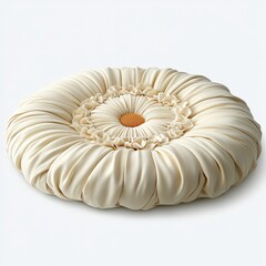 Obraz premium Decorative floral cushion in soft cream fabric enhances cozy home decor