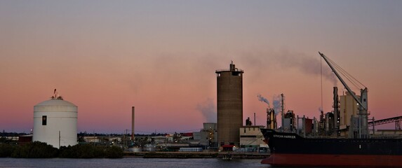 Vibrant winters sky by the boat port