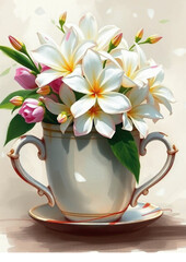  mug, plumeria flowers, tropical flowers, blooming flowers, elegant mug, 