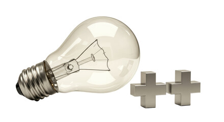 Isolated Light Bulb with Plus Signs