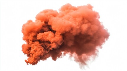 Fototapeta premium Vibrant Coral Red Smoke Cloud on White Background for Creative Design Projects
