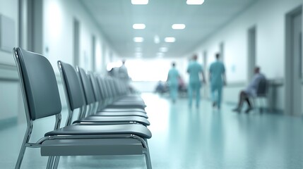 Fototapeta premium Hospital waiting area with empty chairs.